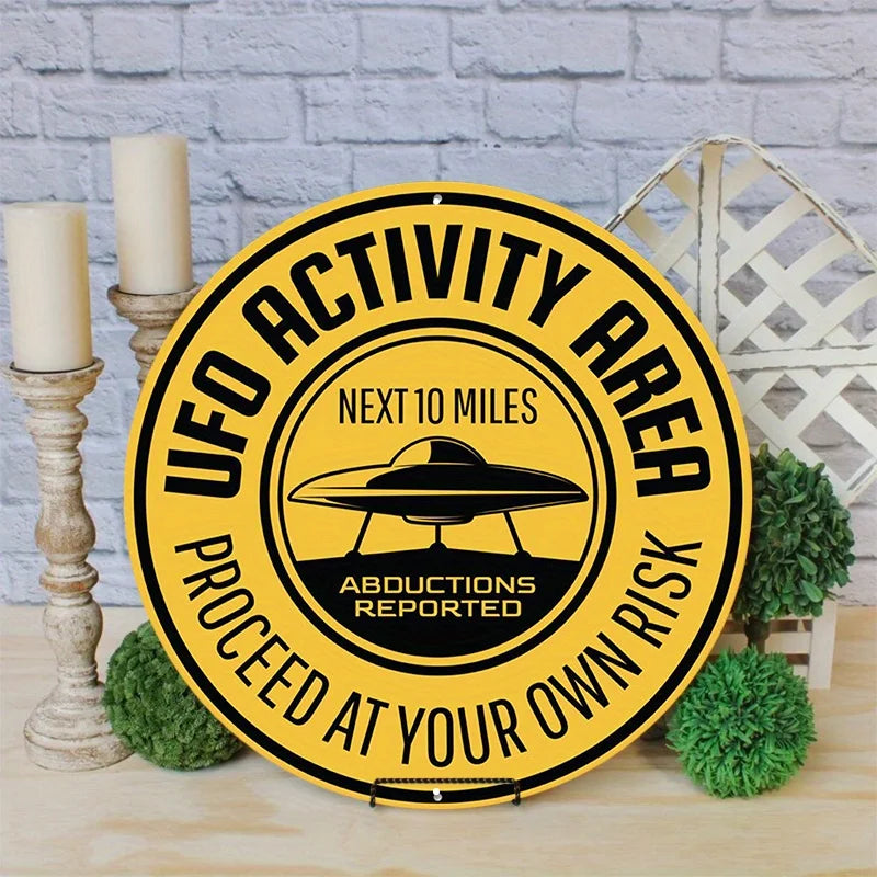 UFO Activity Area Aluminium Sign — Warning Wall Plaque