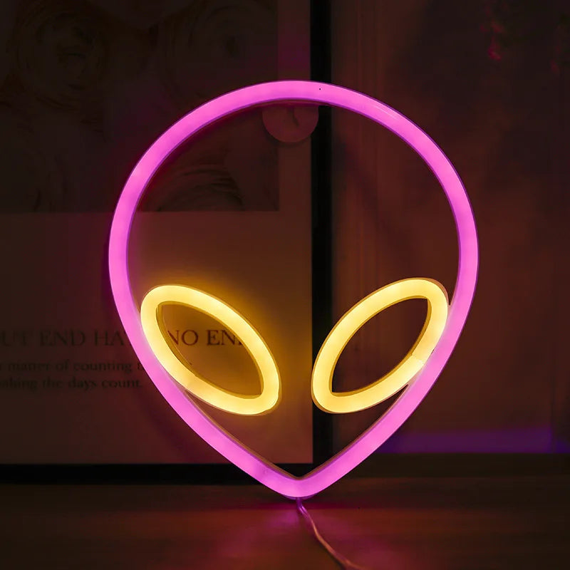 Alien Neon Sign — Cordless LED Light for Shelf or Wall