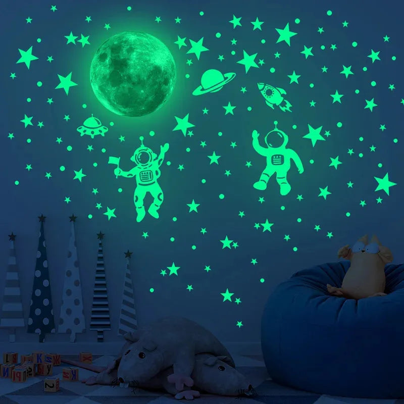 Glow-in-the-Dark Star & Astronaut Wall Decals — Peel and Stick