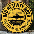 UFO Activity Area Aluminium Sign — Warning Wall Plaque
