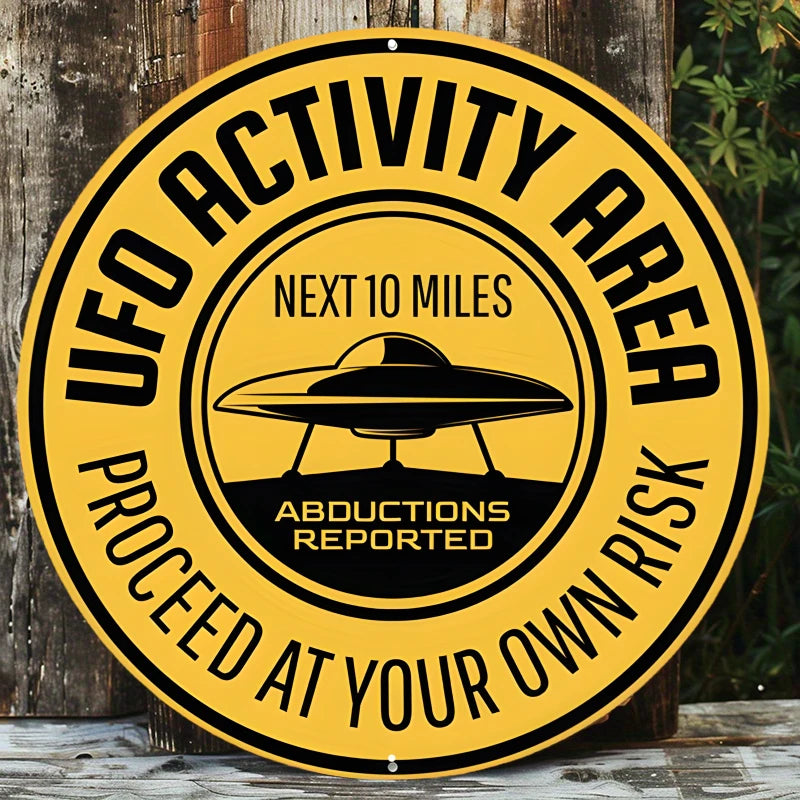 UFO Activity Area Aluminium Sign — Warning Wall Plaque
