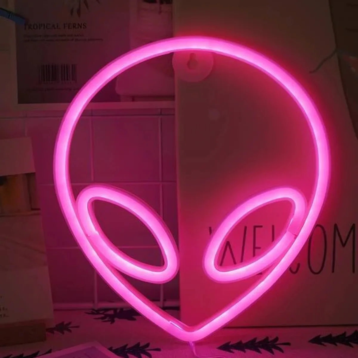 Alien Neon Sign — Cordless LED Light for Shelf or Wall
