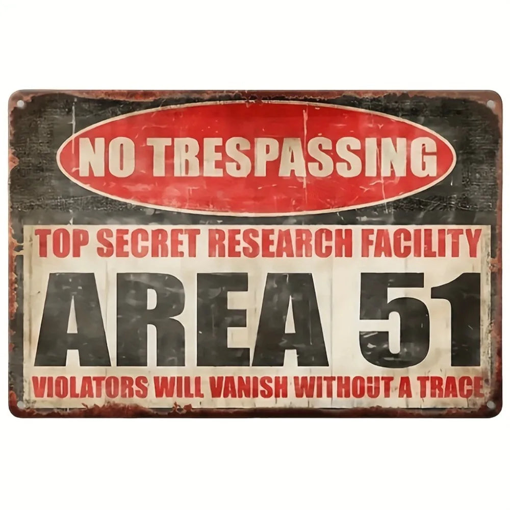 Area 51 Metal Sign — Vintage Restricted Area Wall Plaque