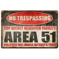 Area 51 Metal Sign — Vintage Restricted Area Wall Plaque