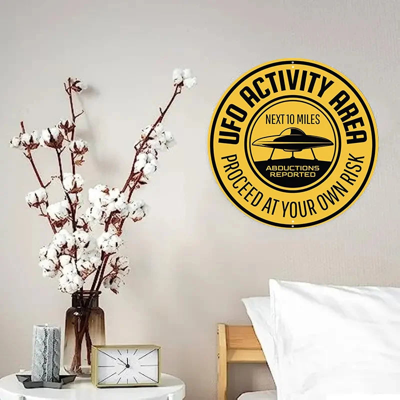 UFO Activity Area Aluminium Sign — Warning Wall Plaque