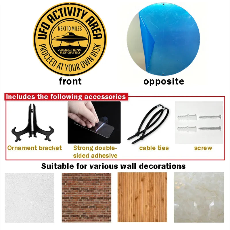 UFO Activity Area Aluminium Sign — Warning Wall Plaque