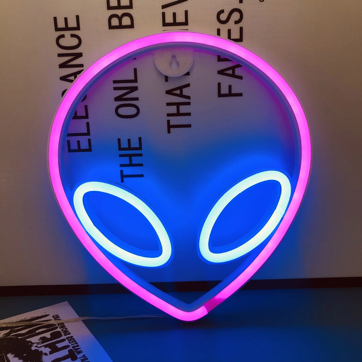 Alien Neon Sign — Cordless LED Light for Shelf or Wall