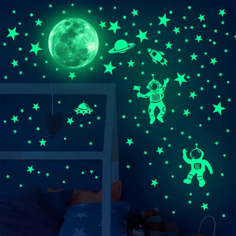 Glow-in-the-Dark Star & Astronaut Wall Decals — Peel and Stick