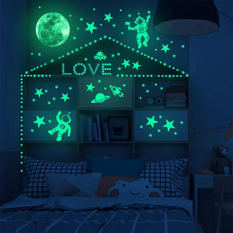 Glow-in-the-Dark Star & Astronaut Wall Decals — Peel and Stick