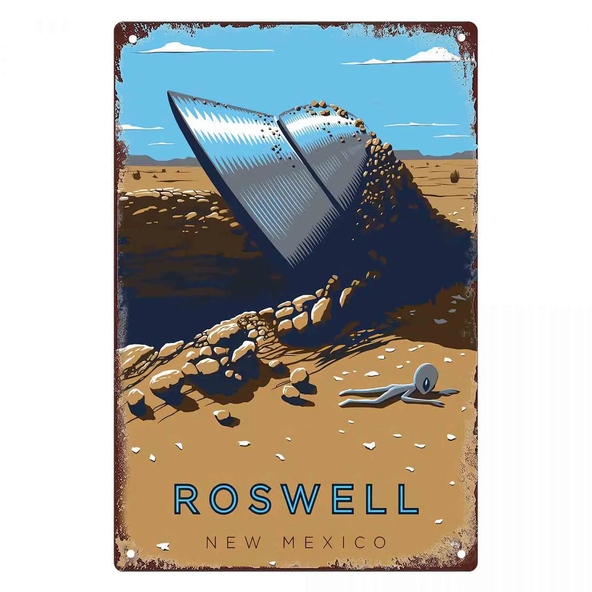 Roswell Metal Sign — 1947 Crash Site Vintage Wall Plaque