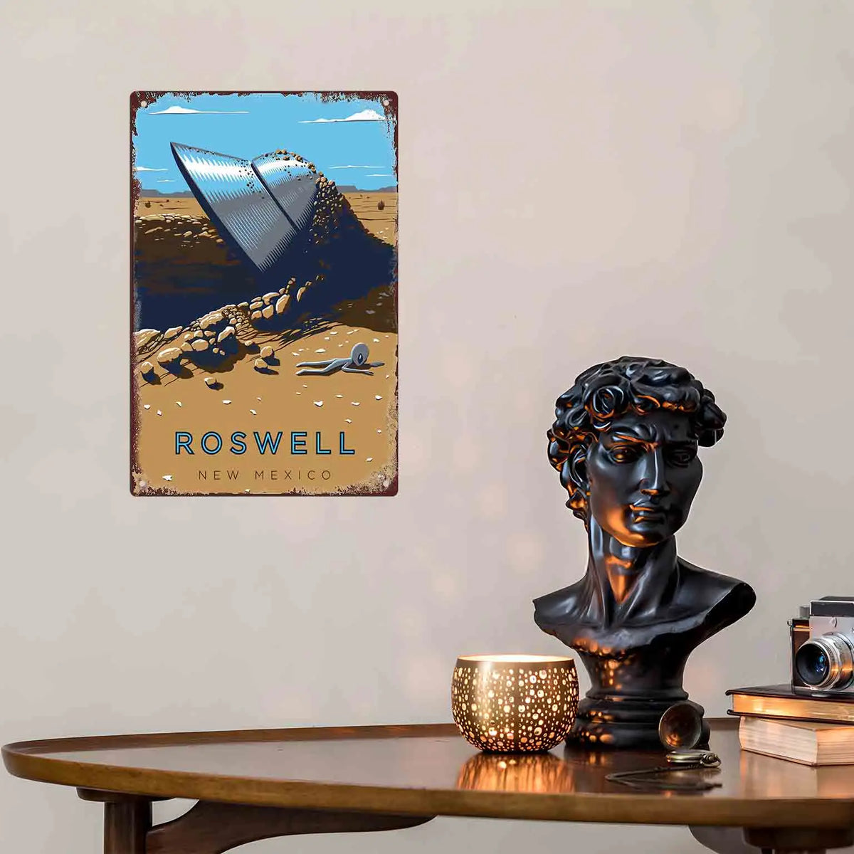 Roswell Metal Sign — 1947 Crash Site Vintage Wall Plaque